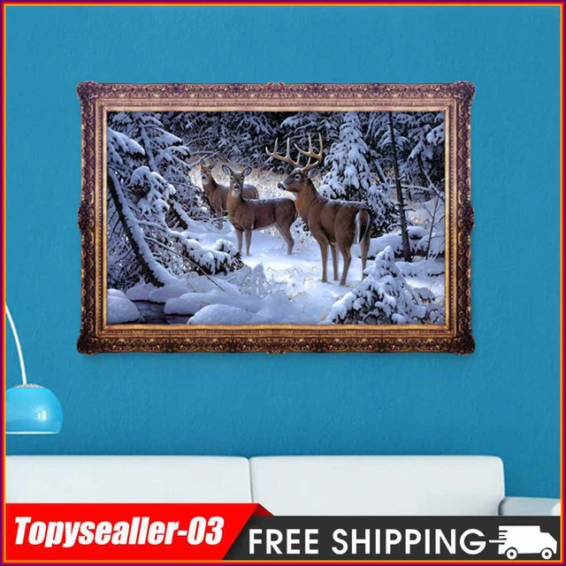 DIY-5D voll Diamanten Stickerei Schnee Hirsche Elk Runde Diamant Malerei Cross