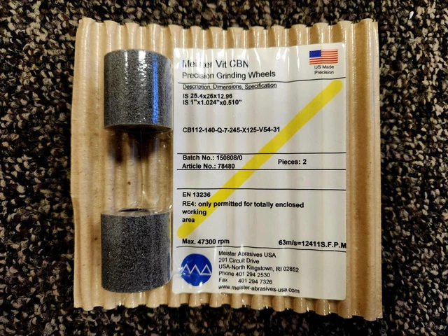 Meister Abrasives Vit CBM Internal Grinding Wheel (2) 25.4x26x12.96 1"x1.024"x0.