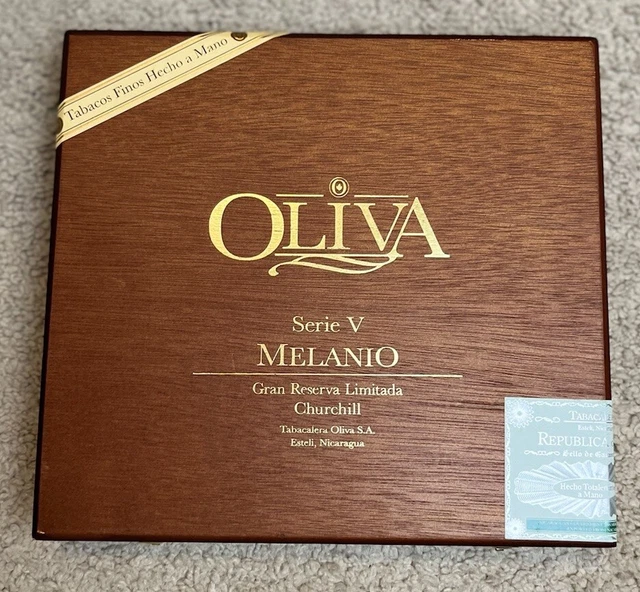 Oliva Serie V Melanio Churchill Wood Wooden Cigar Box Empty No Cigars