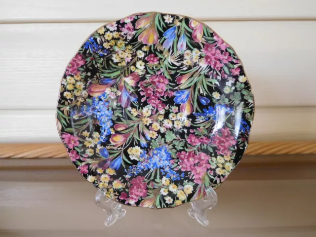 Royal Winton Grimwades "Black Crocus" Saucer England 1930s.