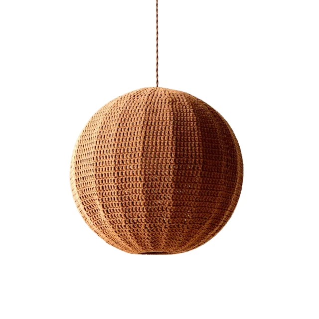 Linen Pendant Light Bedroom Globe Ceiling Lamp Lighting Fixture Brown Fabric XL