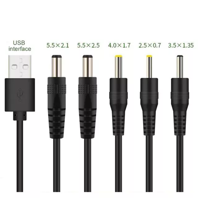 USB to DC 5.5mm*2.5/5.5*2.1/4.0*1.7/3.5*1.35/2.5*0.7 5V Barrel Jack Power Cable 3