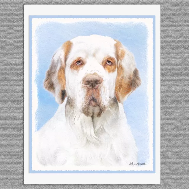6 Clumber Spaniel Dog Blank Art Note Greeting Cards