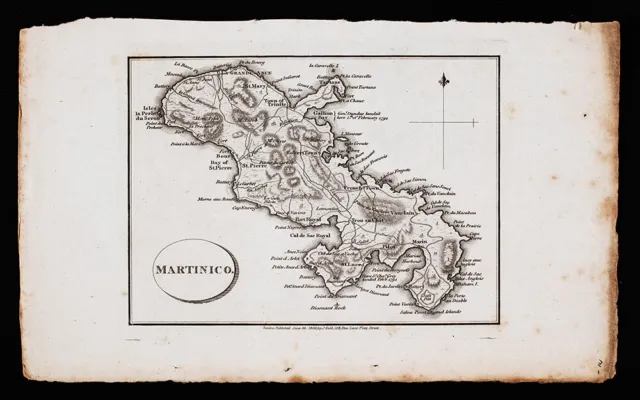 1805 Antique Map Martinico Martinique Caribbean Sea West Indies Saint Pierre