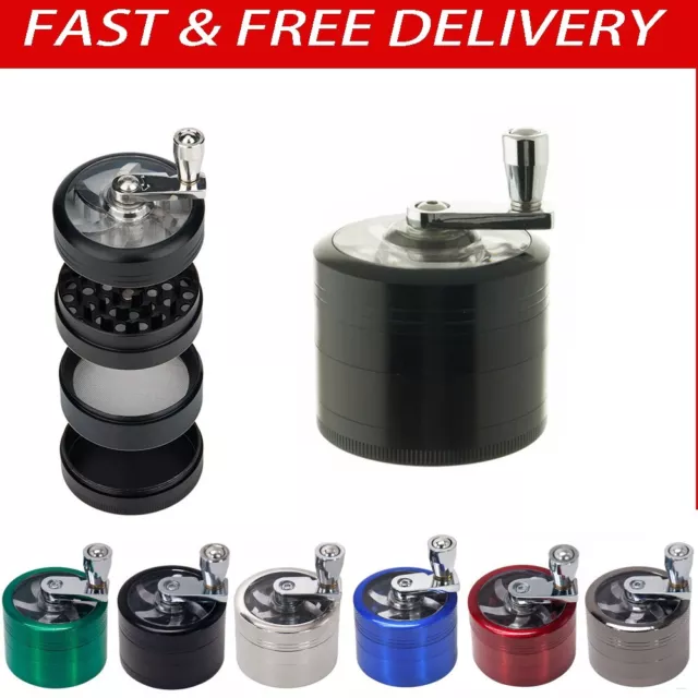 55mm 4-layer Smoke Grinder Aluminum Herb Grinders Hand Crank Crusher Tobacco