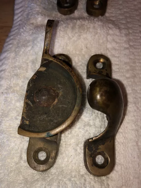 LOT OF 4 Sets + 3 More Vintage Style Cabinet Door Latch Solid Brass Ice Cooler