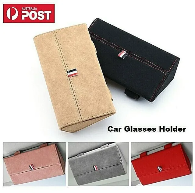 Universal Car Sun Visor Sunglasses Holder Leather Glasses Case Eyeglass Storage