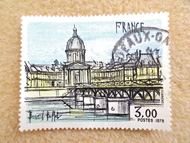 (1) Vintage Cancelled FRANCE Postage Stamp 1978 Pont des Arts Bridge Art Crafts