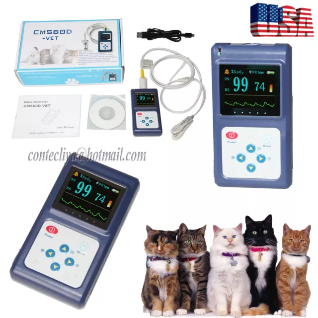 Veterinary pulse oximeter Handheld SPO2 Pr monitor Vet Tongue Probe+SW,US Seller