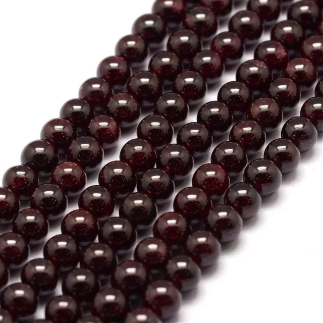 Natürlicher Granat Perlenstränge runde, 6.5 mm Bohrung: 1 mm,. 60 St./ Strang 2