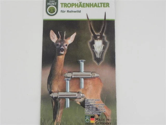 Trophäenhalter Metal Blister Paquete Eurohunt para Corzo 2er Ciervo Bock Nuevo 2