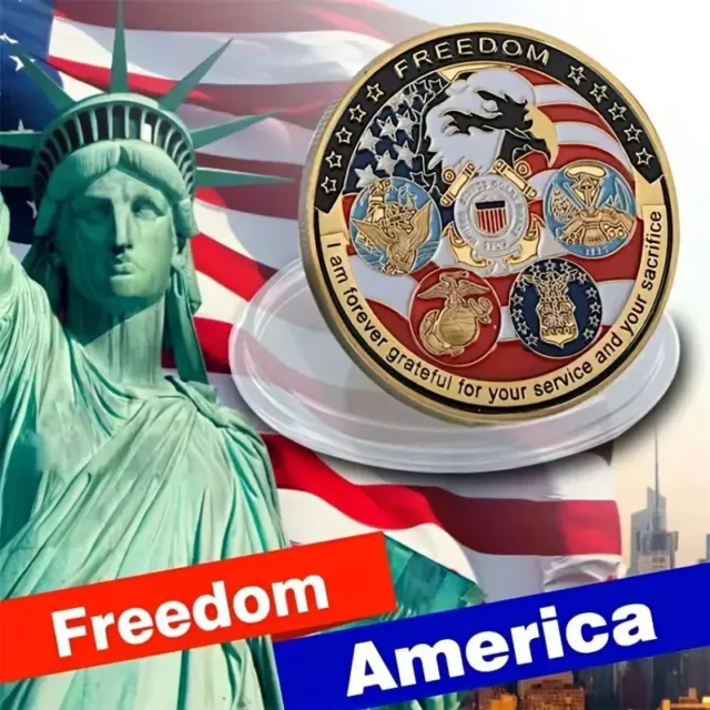 US Air Force, Navy And Army Freedom Coin, Five Great Powers Of  America