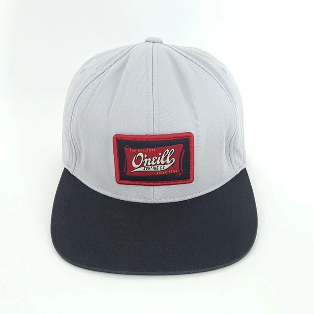 O'Neill Surfboard Surfing Snapback Two Tone Gray Black Red Urban Camp Hat Cap