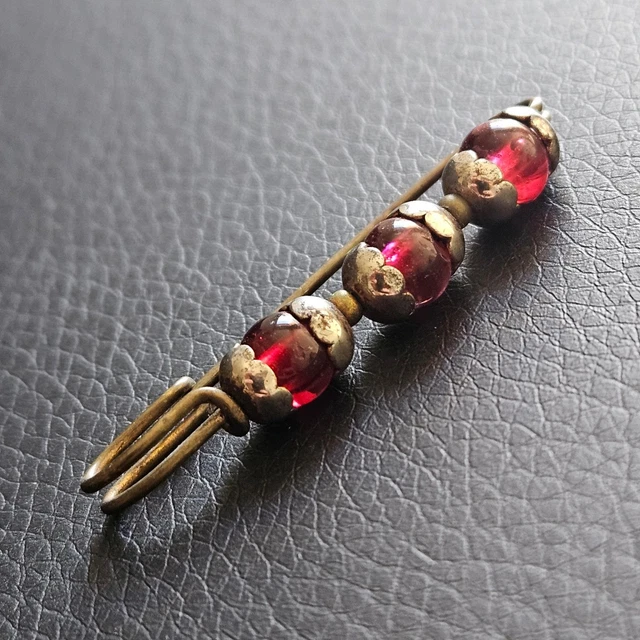 Broche Vintage Laiton Serti Strass - Ovale Minuscule - Occasion - Sans Marque