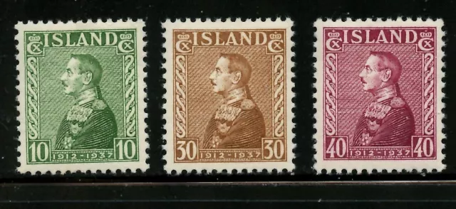 Iceland 199-201, 1937 King Christian X, Como Nuevo, Bisagra Ligera (Ice440)