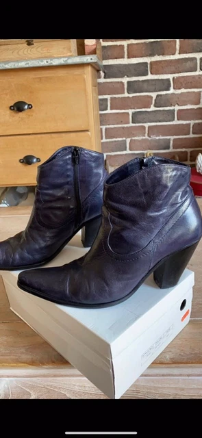 Low Boots Bottines Cuir Italien Bleu Nuit Pointure 40 BE