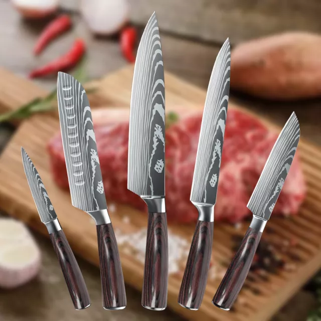 Set 5 pezzi coltelli da cucina professionali coltelli da cucina Damasco giapponese coltello acciaio inox