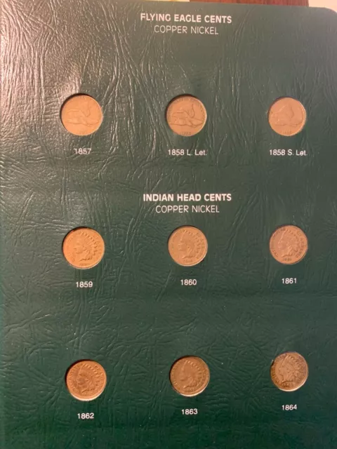 Complete, higher-end set of Flying Eagle   Indian Cents - mostly VF thru AU