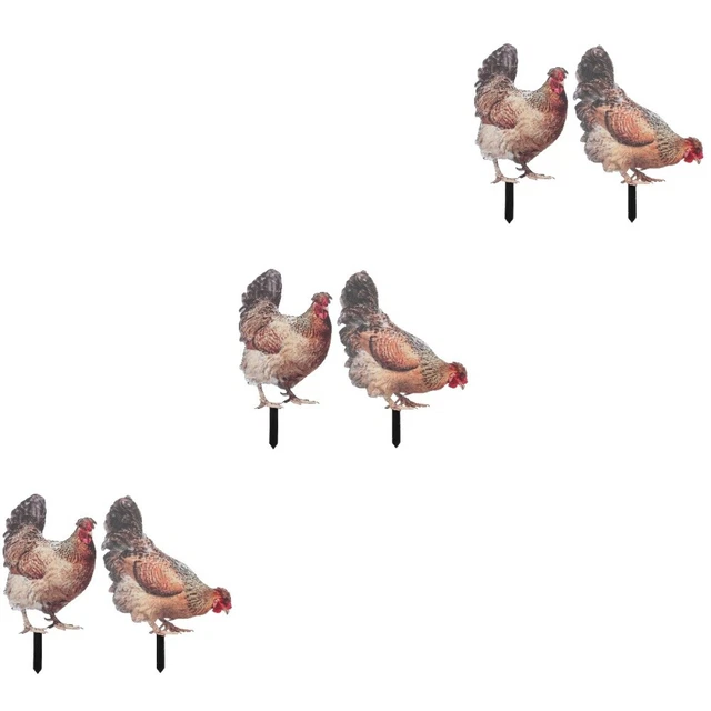 6 Pcs Lawn Chicken Animal Garden Stake Garden Stakes Art Yard Sign