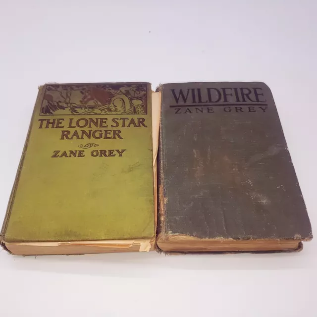 Lot of First Edition Zane Grey THE LONE STAR RANGER 1915/WILDFIRE 1916 Western