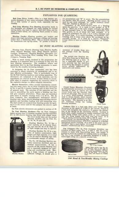 1940 PAPER AD Mining 2 PG DuPont Explosives Dynamite Pocket Blasting Machine