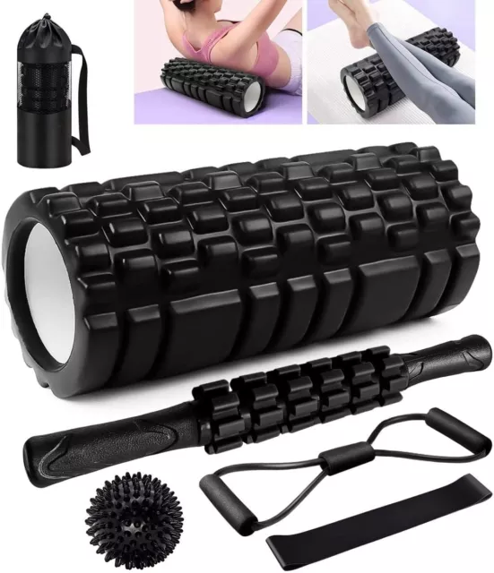 Rullo Massaggio Muscolare, Qveetry 6 in 1 Foam Roller Rullo in Schiuma Pallina M