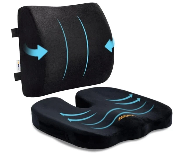 Seat Cushion and Lumbar Support Pillow for Office Chair, Memory Foam Car Seat