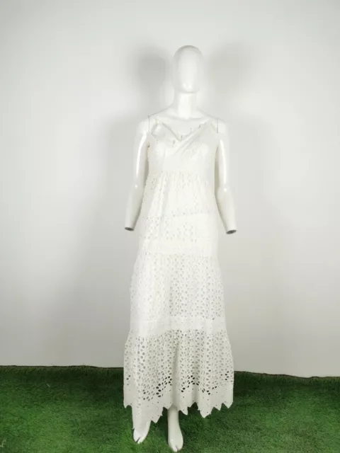 Abito bianco lungo pizzo sangallo hot sale