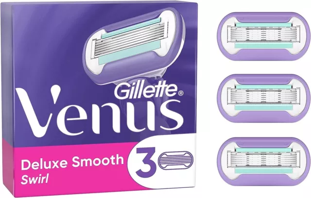 Gillette Venus Deluxe Smooth Swirl X3 Blades, Pour Femme