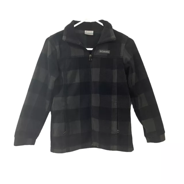 Columbia Boys' Big Zing III Fleece Jacket, black Check Print Size Medium 10/12