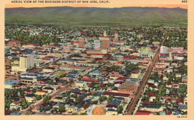 Postcard CA San Jose California Aerial View Business District Vintage PC f6880