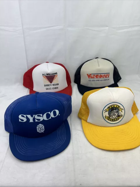 Vintage Snapback Mesh Trucker Hat Lot Of 4 Marketing Caps Sysco Texas Turkey