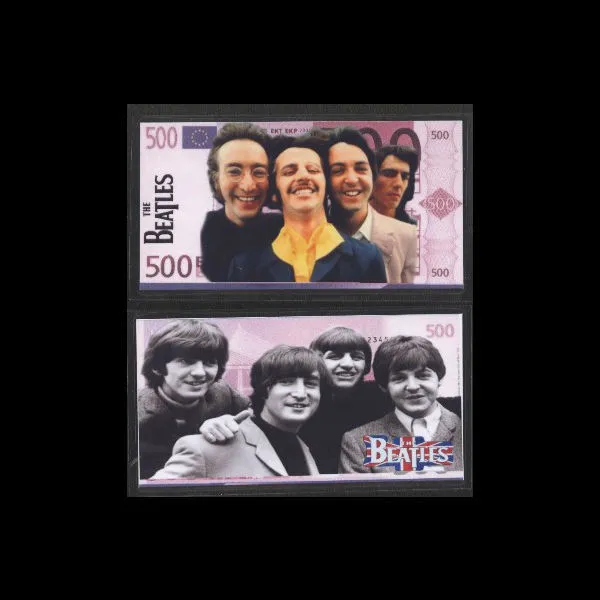 The Beatles 500 Euro Laminated Bill Novelty Note
