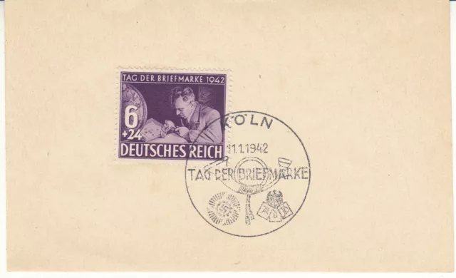 Briefmarke Deutsches Reich 6 + 24 gestempelt, Tag der Briefmarke Köln 1942