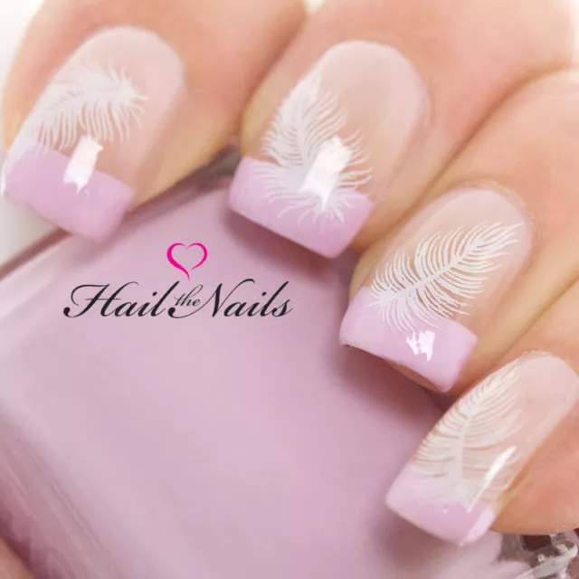 Feather Nail Art Wraps Water Transfers Decals Y305 White Feather Salon Quality
