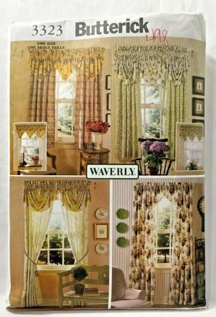 2001 Butterick Sewing Pattern 3323 Valances & Drapes 6 Styles Curtains Vntg 9727