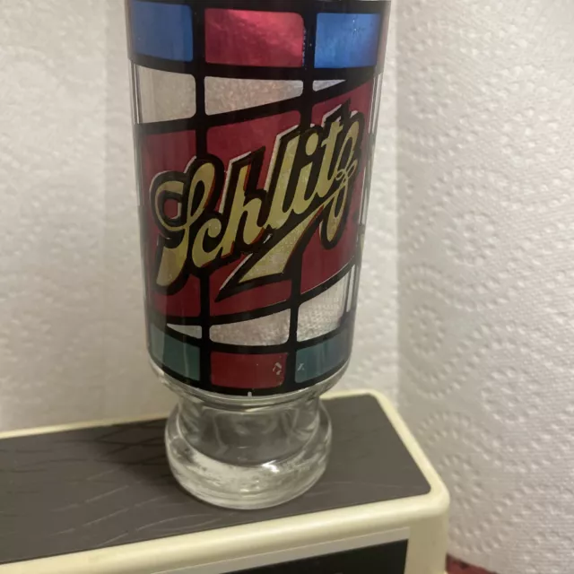 Vintage Stained Glass Schlitz Beer Bar Glasses