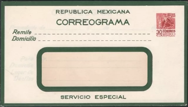 MEXICO, 1950-52. Telegraph Letter Sheet HG 4, Mint