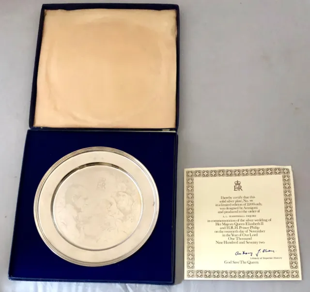 Solid Silver Queen Elizabeth II Silver Wedding Plate Ltd Edt PIETRO ANNIGONI 384
