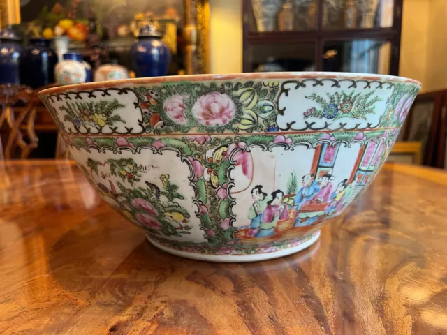 A Large Chinese Rose Medallion Punch Bowl, 19th C