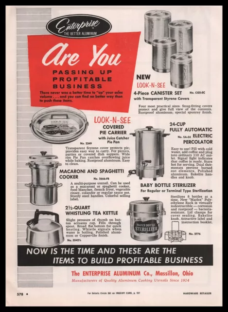 1960 Enterprise Aluminum Massillon Ohio Kitchen Canister Sets Vintage Print Ad