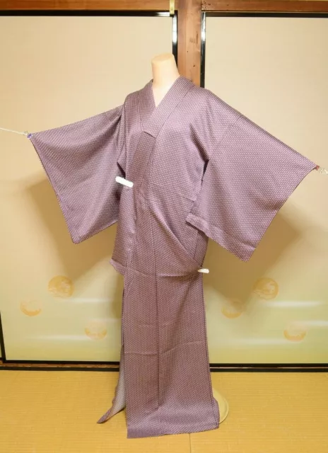 (with Flaws) Silk Hitoe Kimono (No lining) Women Japanese vintage 157cm /1029