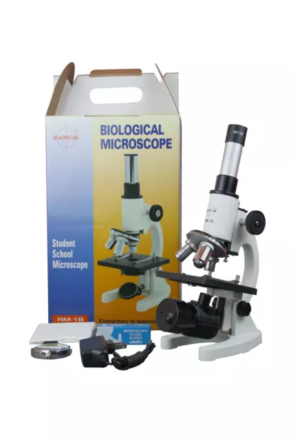 600x Compound Medical Lab Microscope w Lamp & Slide Kit