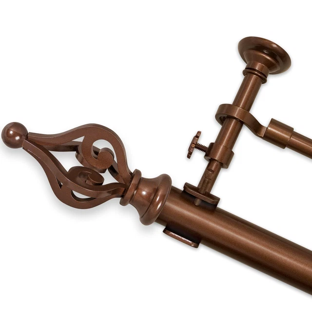 Pinnacle Optima Crown Brown Double Curtain Rod Set
