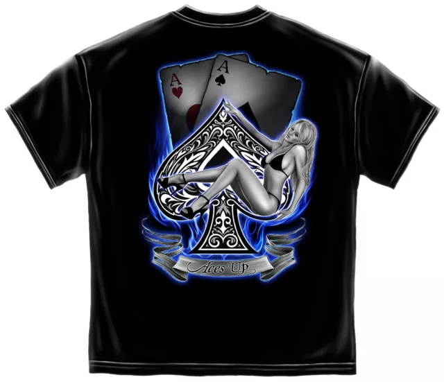 Aces Dessus Jeu Blackjack Chips Poker Argent Femmes Sexy Hommes T-Shirt S-3XL