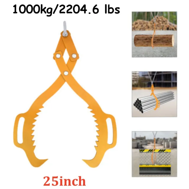 25" 1000kg/2200lbs Claw Hook, Log Lifting Tongs, Heavy Duty Grapple Timber Claw