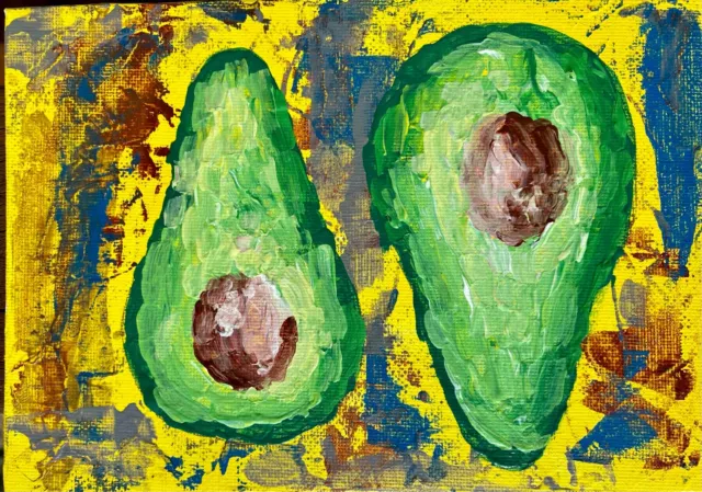 Avocado Painting impastoArtwork Food Wall Art Original Hand Oil Kitchen Painting