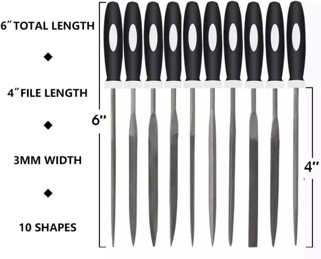 Juego de Limas de Aguja de 10 Piezas Juego de Limas de Acero Alto Carbono Nueva 2