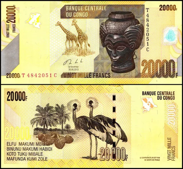 Congo Democratic Republic 20000 Francs, 2013, P-104b, UNC