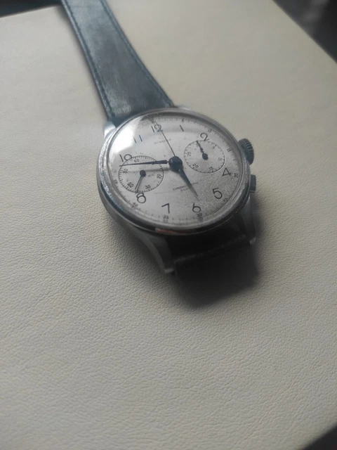 Montre Chronographe Suisse Mécanique Manuel - Style Militaire Vintage, En état De Marche